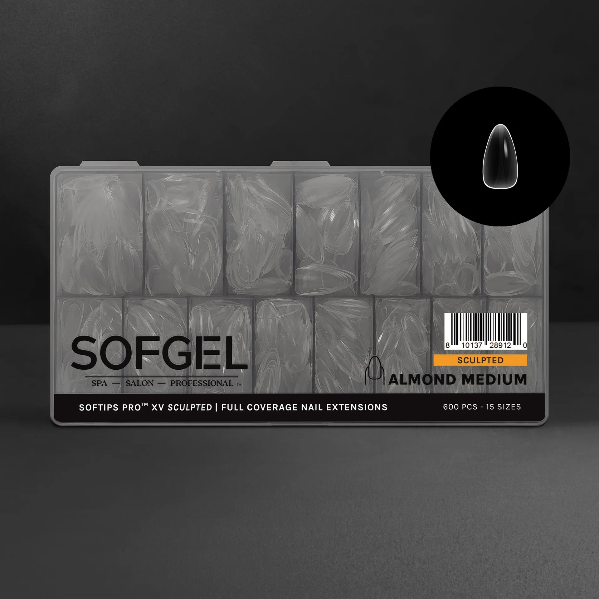 SOFTIPS PRO XV - Sculpted Almond Medium (600pcs)