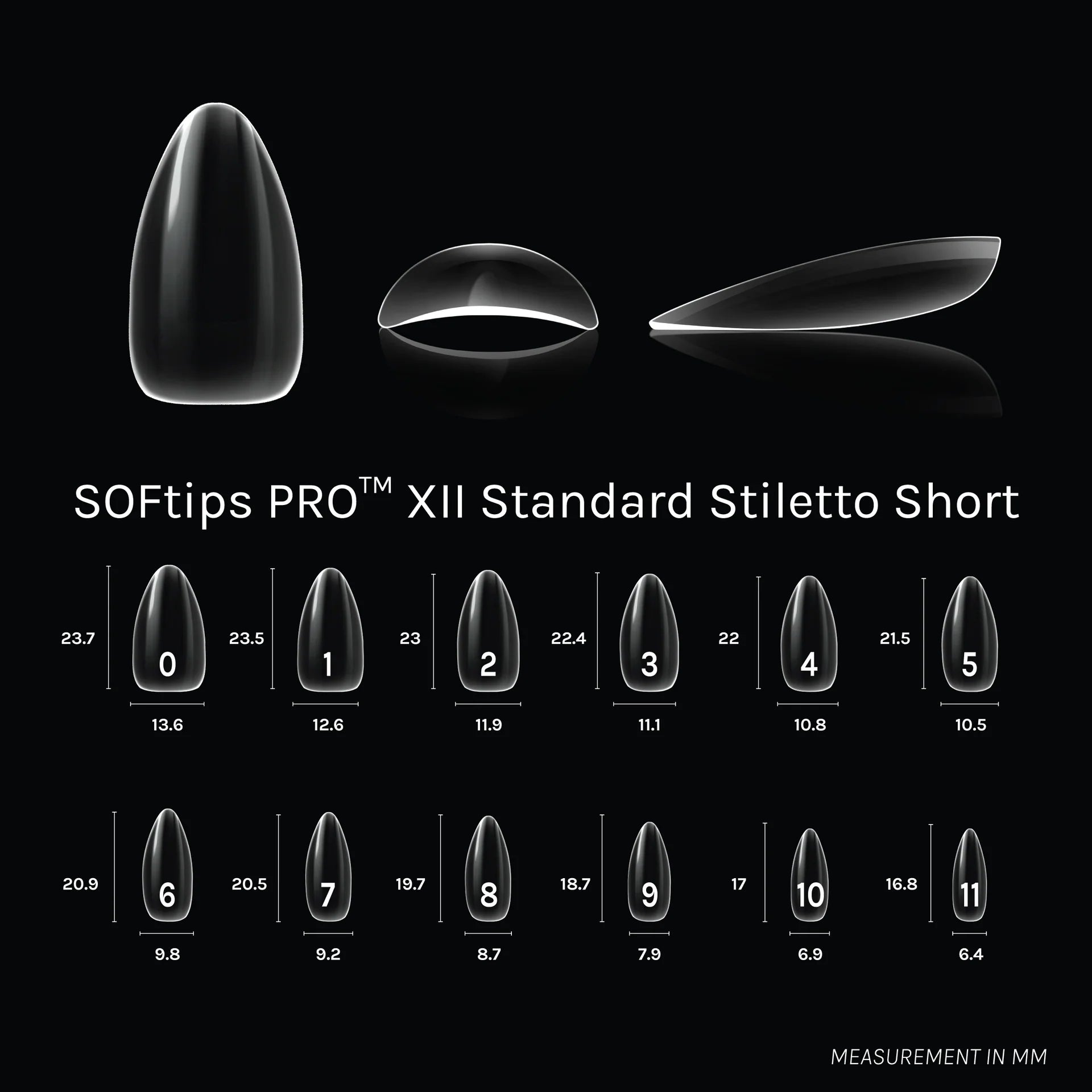 SOFTIPS PRO XII - Standard Stiletto Short (780pcs)