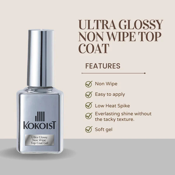 Kokoist Ultra Glossy Non-Wipe Top Coat Gel 15ml