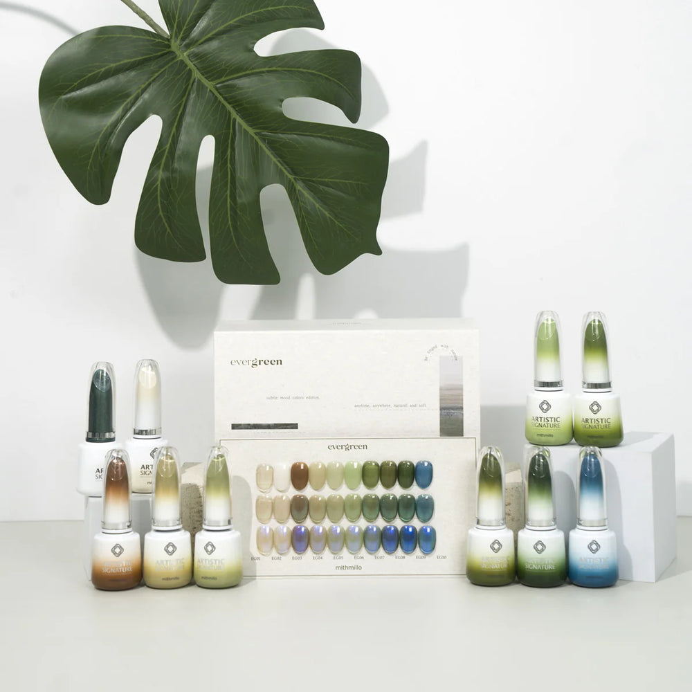 ミルメイク Mithmillo Artistic Signature - Evergreen Series (9 non-wipe gels + 1 m