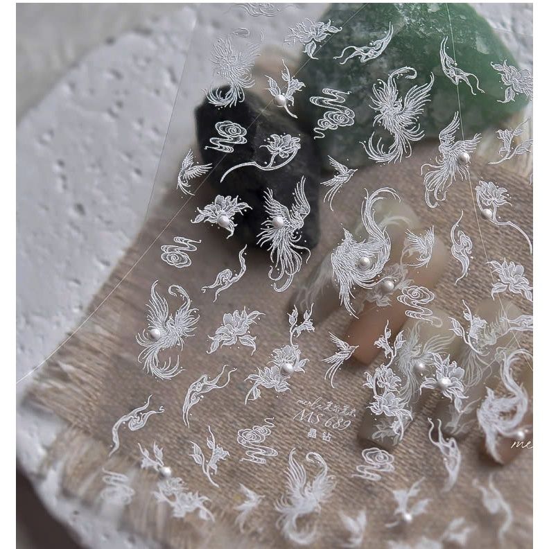 MS689 - Self-Adhesive Floral Bird Nail Stickers