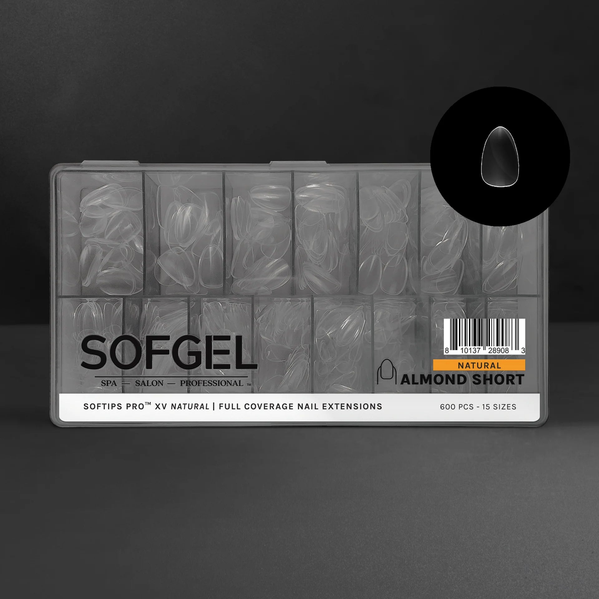 SOFGEL - SOFTIPS PRO XV Natural Almond Short - 600pcs