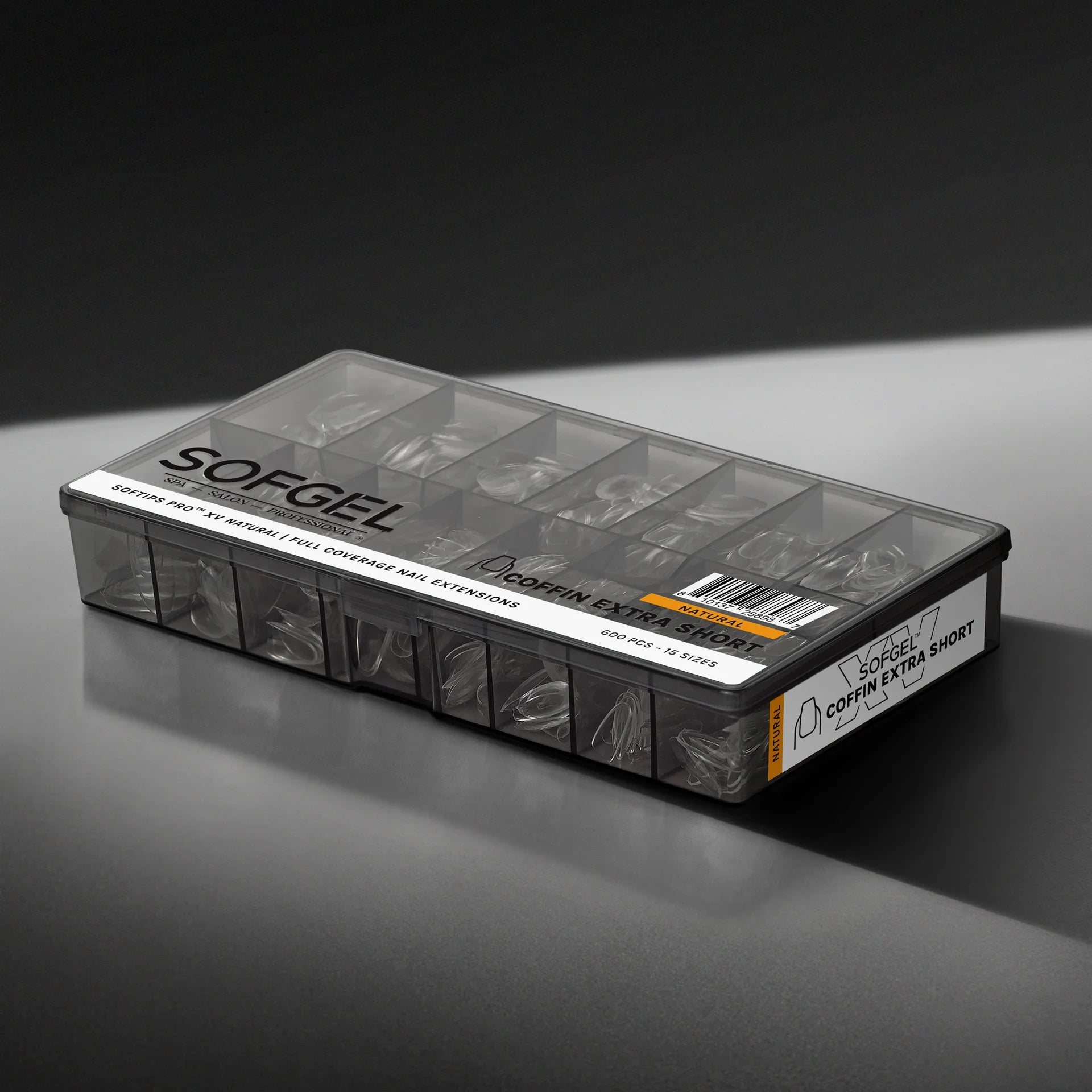 SOFGEL - SOFTIPS PRO XV Natural Coffin Extra Short - 600pcs
