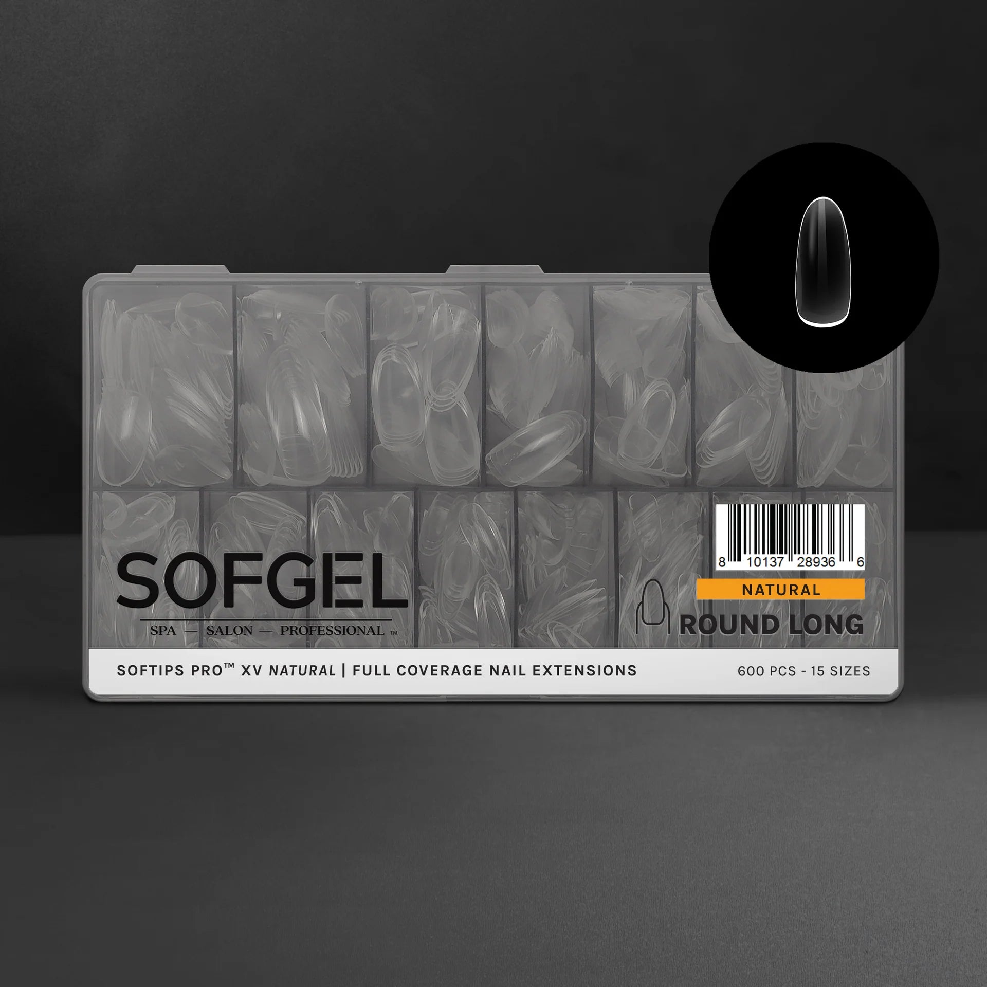 SOFGEL - SOFTIPS PRO XV Natural Round Long - 600pcs