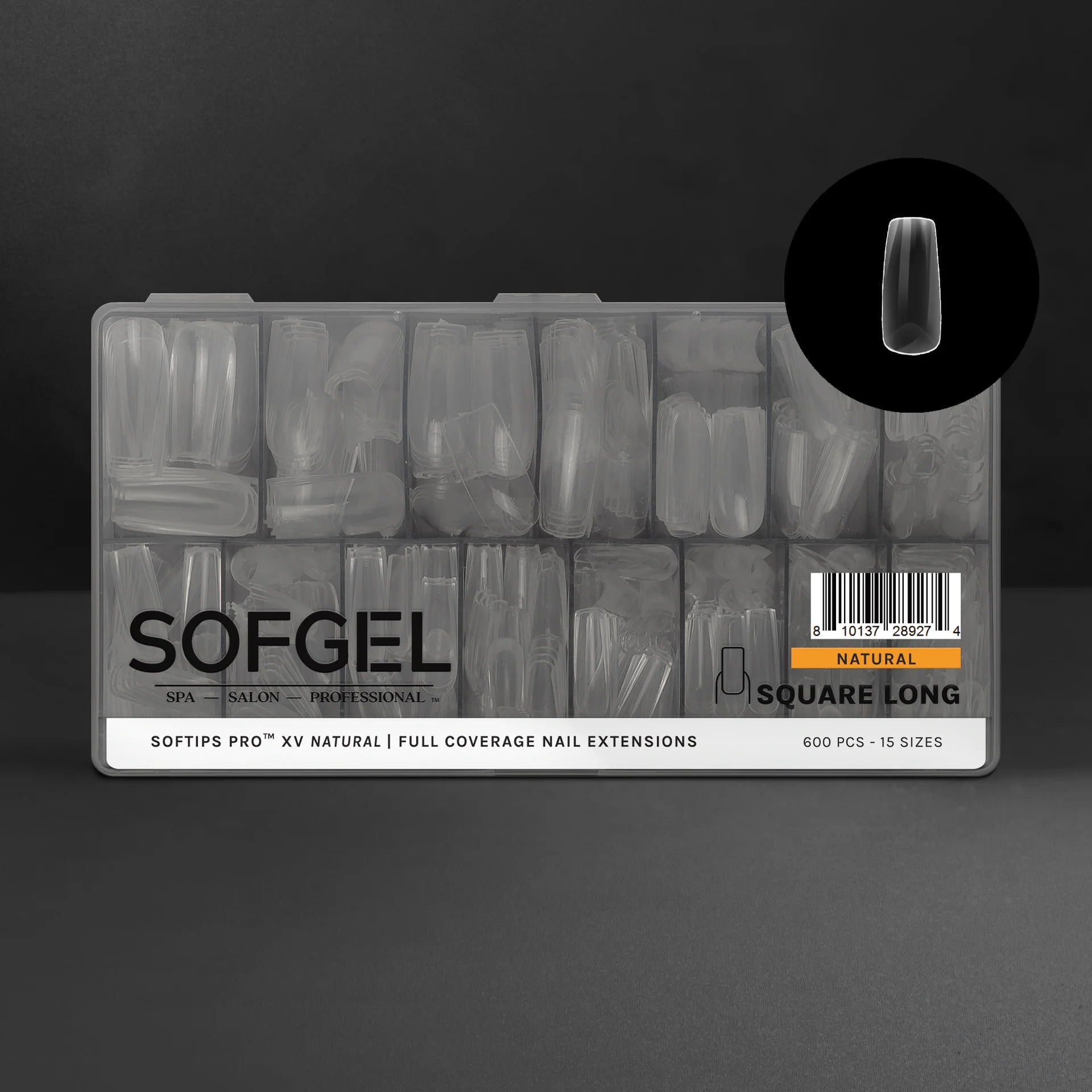 SOFGEL - SOFTIPS PRO XV Natural Square Long - 600pcs