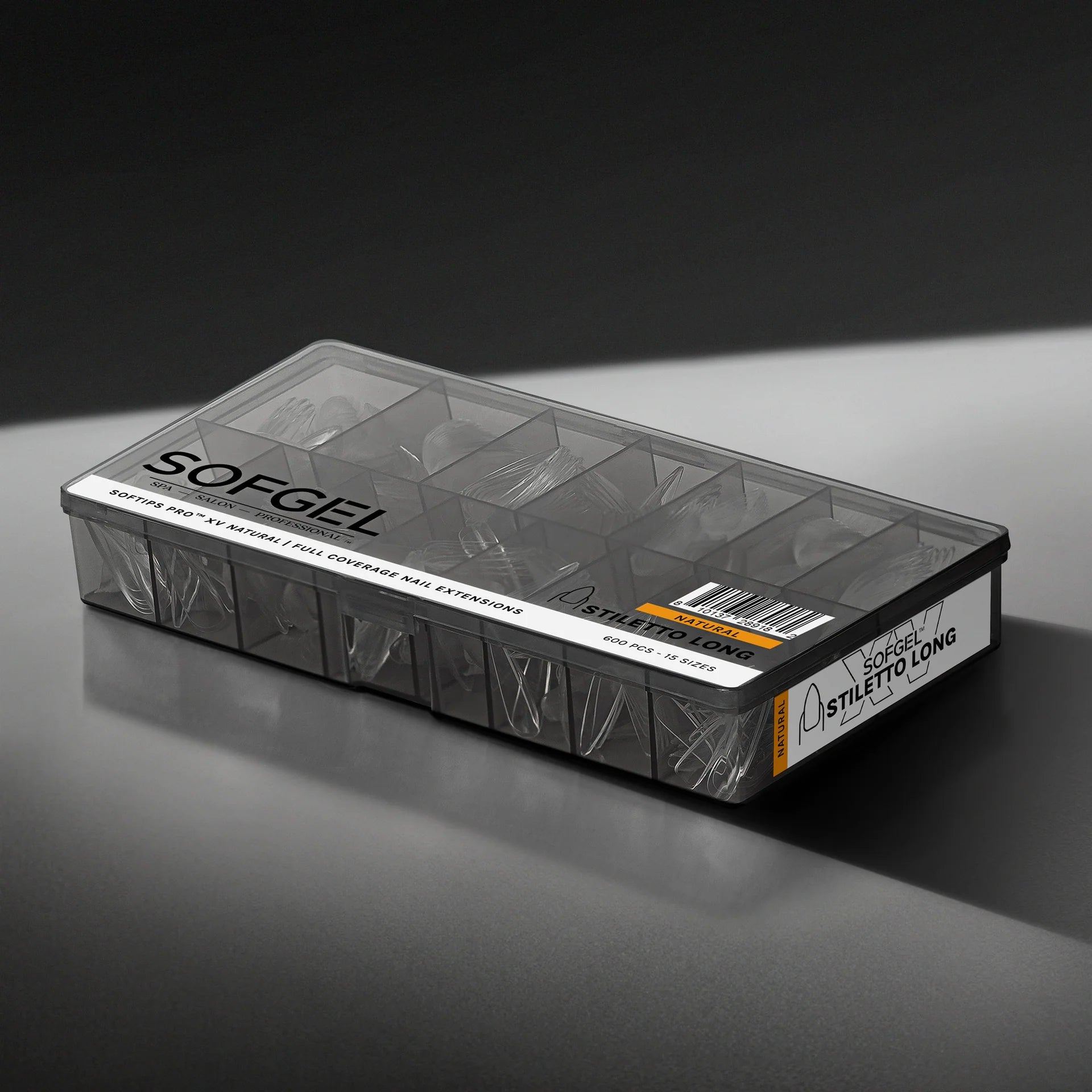 SOFGEL - SOFTIPS PRO XV Natural Stiletto Long - 600pcs