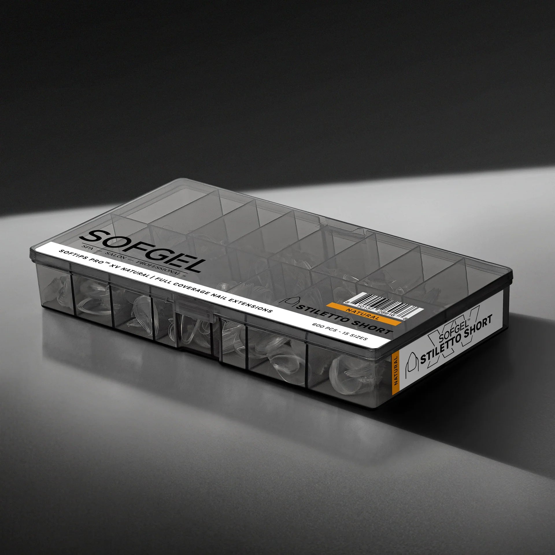 SOFGEL - SOFTIPS PRO XV Natural Stiletto Short - 600pcs