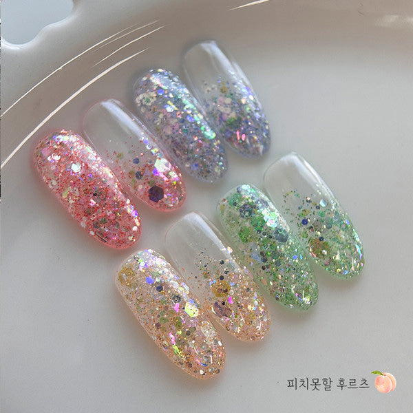 Bonniebee - Peach Fruits Nail Glitter (Strawberry, Grape, Mango, Lime)