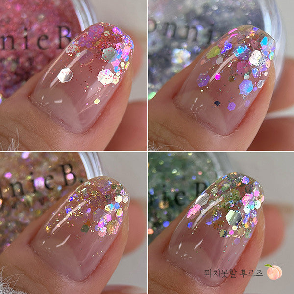 Bonniebee - Peach Fruits Nail Glitter (Strawberry, Grape, Mango, Lime)