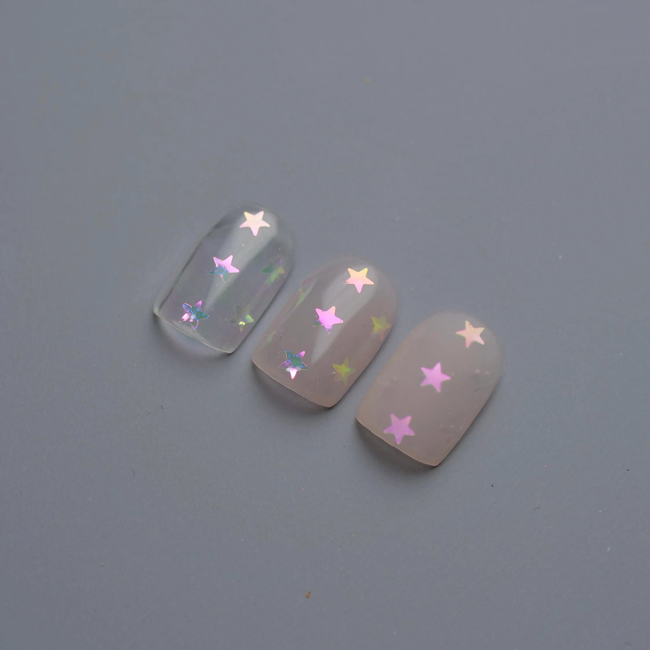 Ungu Nails - Pixie Pink Hologram (Star + Hexagon)