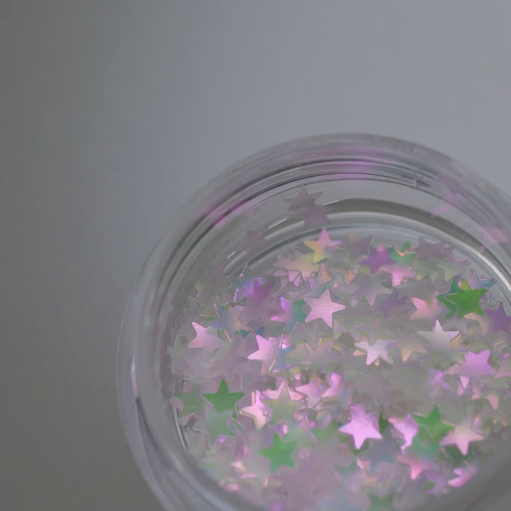 Ungu Nails - Pixie Pink Hologram (Star + Hexagon)