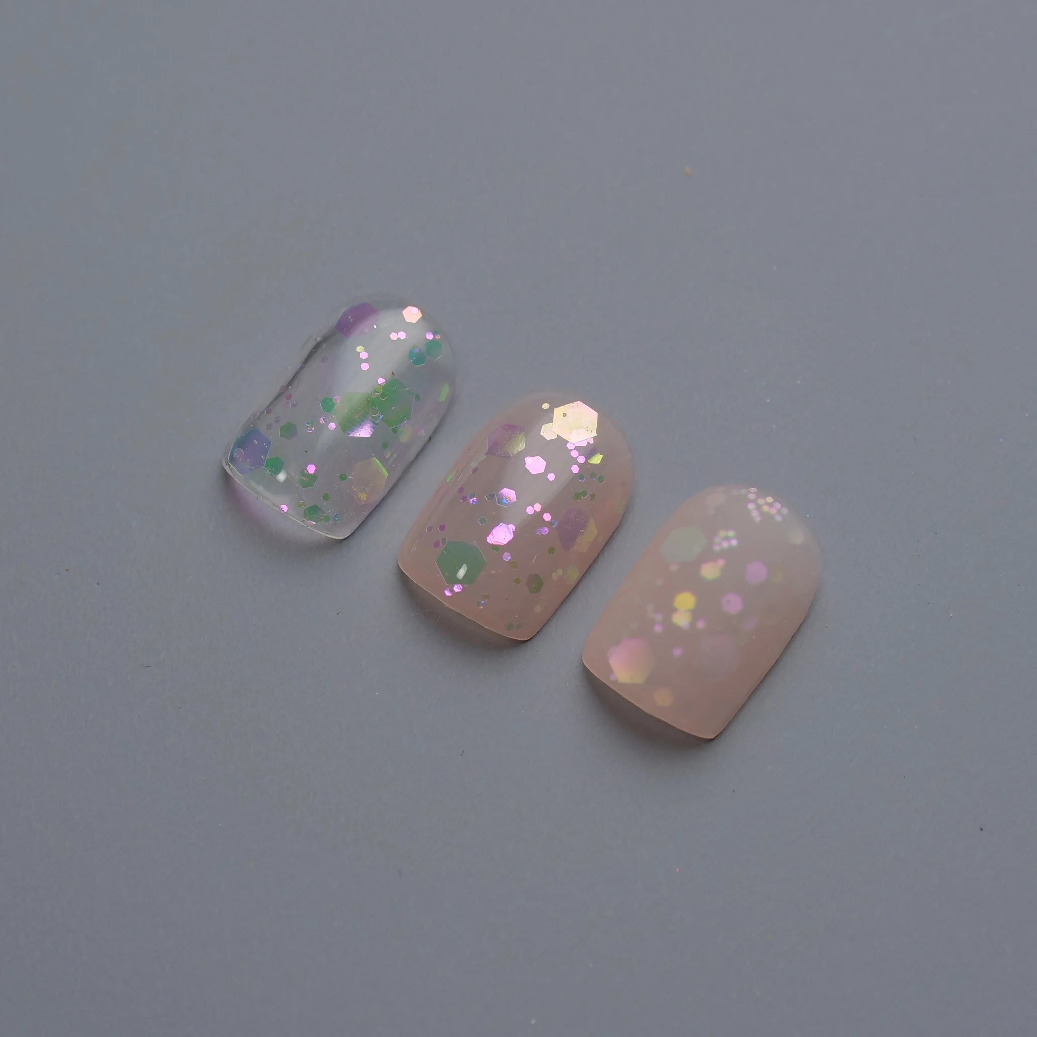 Ungu Nails - Pixie Pink Hologram (Star + Hexagon)
