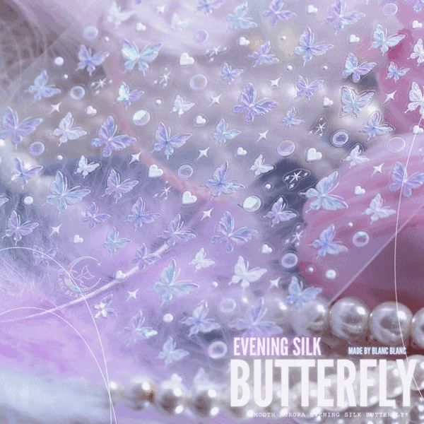 Blanc Blanc - Evening Silk Butterfly Stickers (S526)