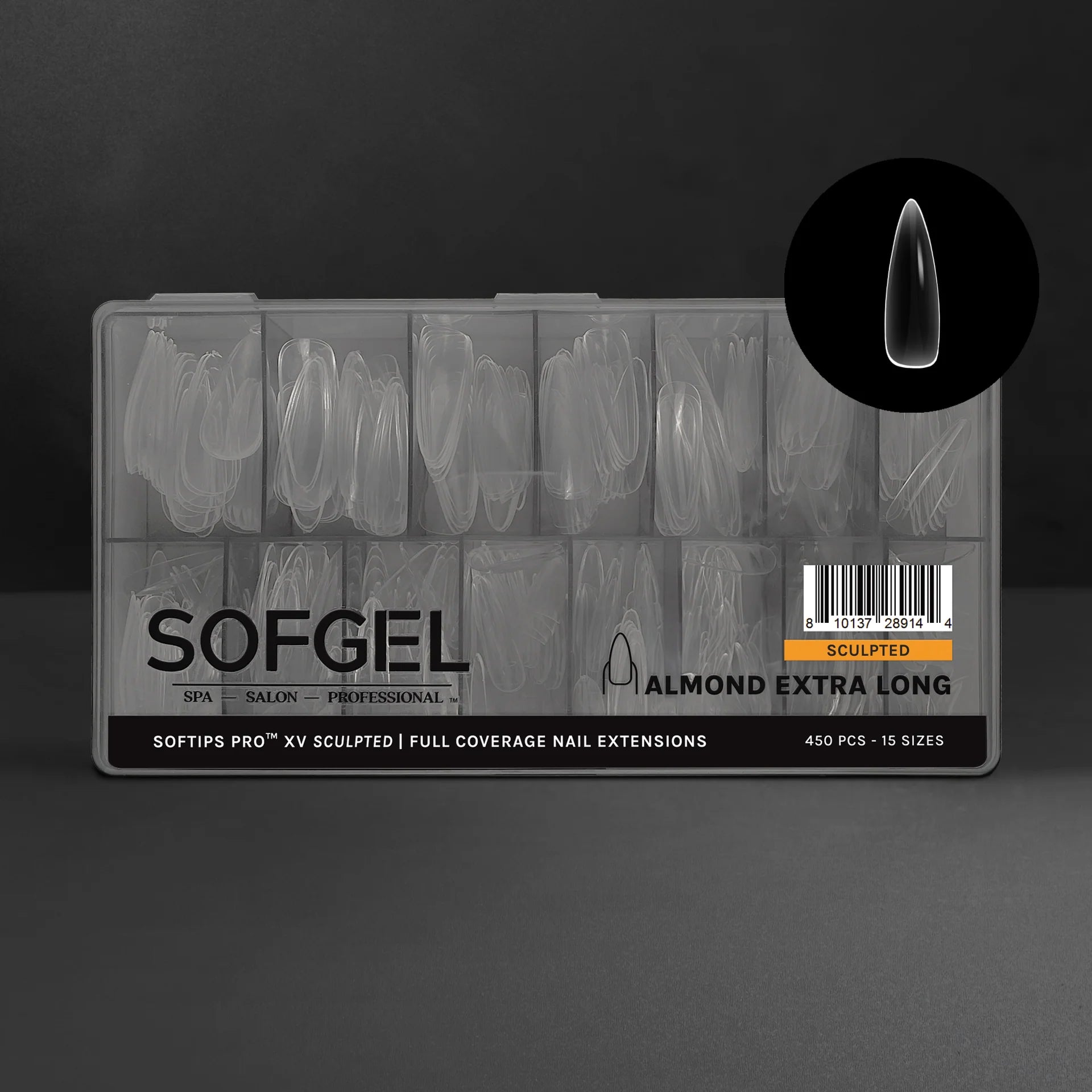 SOFGEL - SOFTIPS PRO XV Sculpted Almond Extra Long - 450pcs