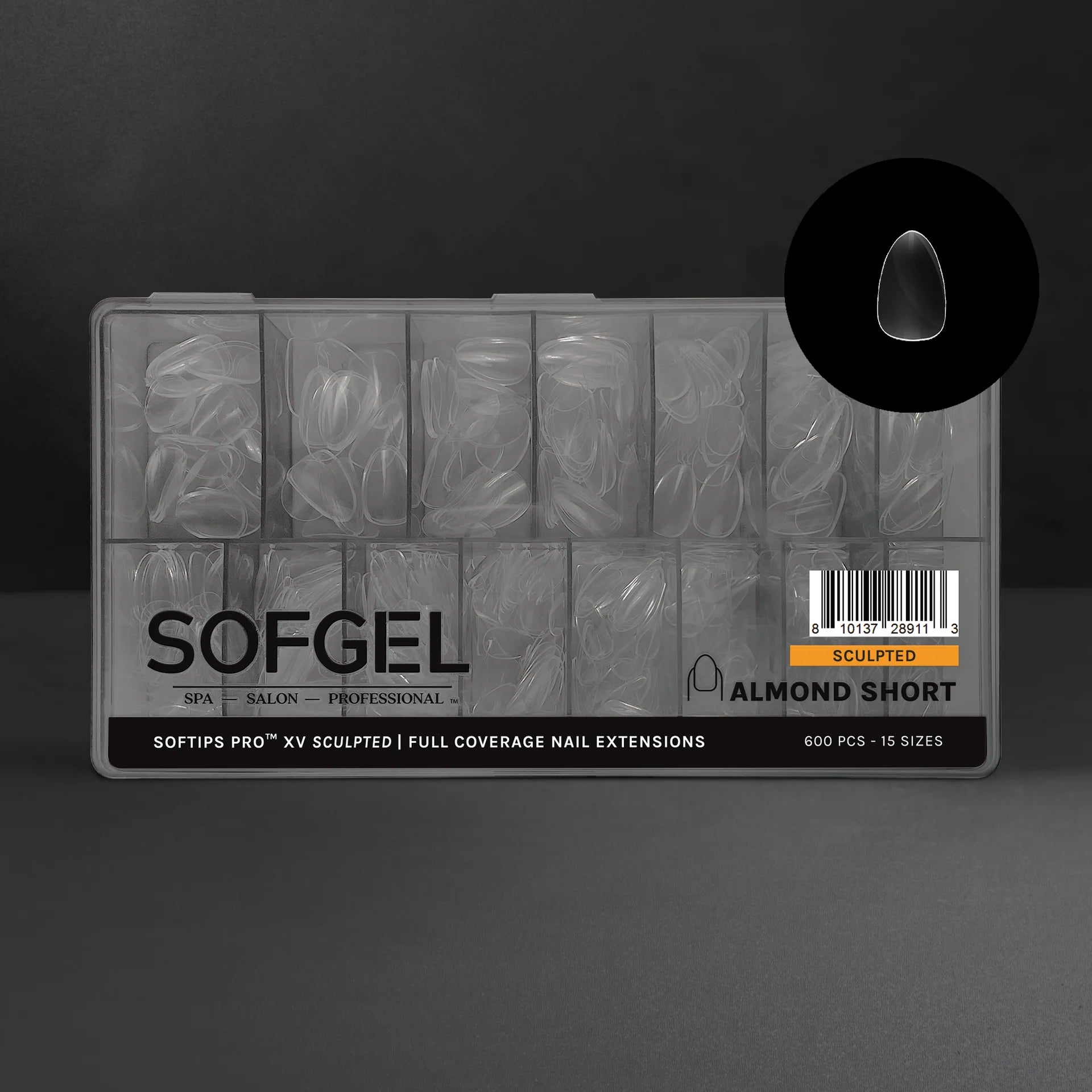 SOFGEL - SOFTIPS PRO XV Sculpted Almond Short - 600pcs