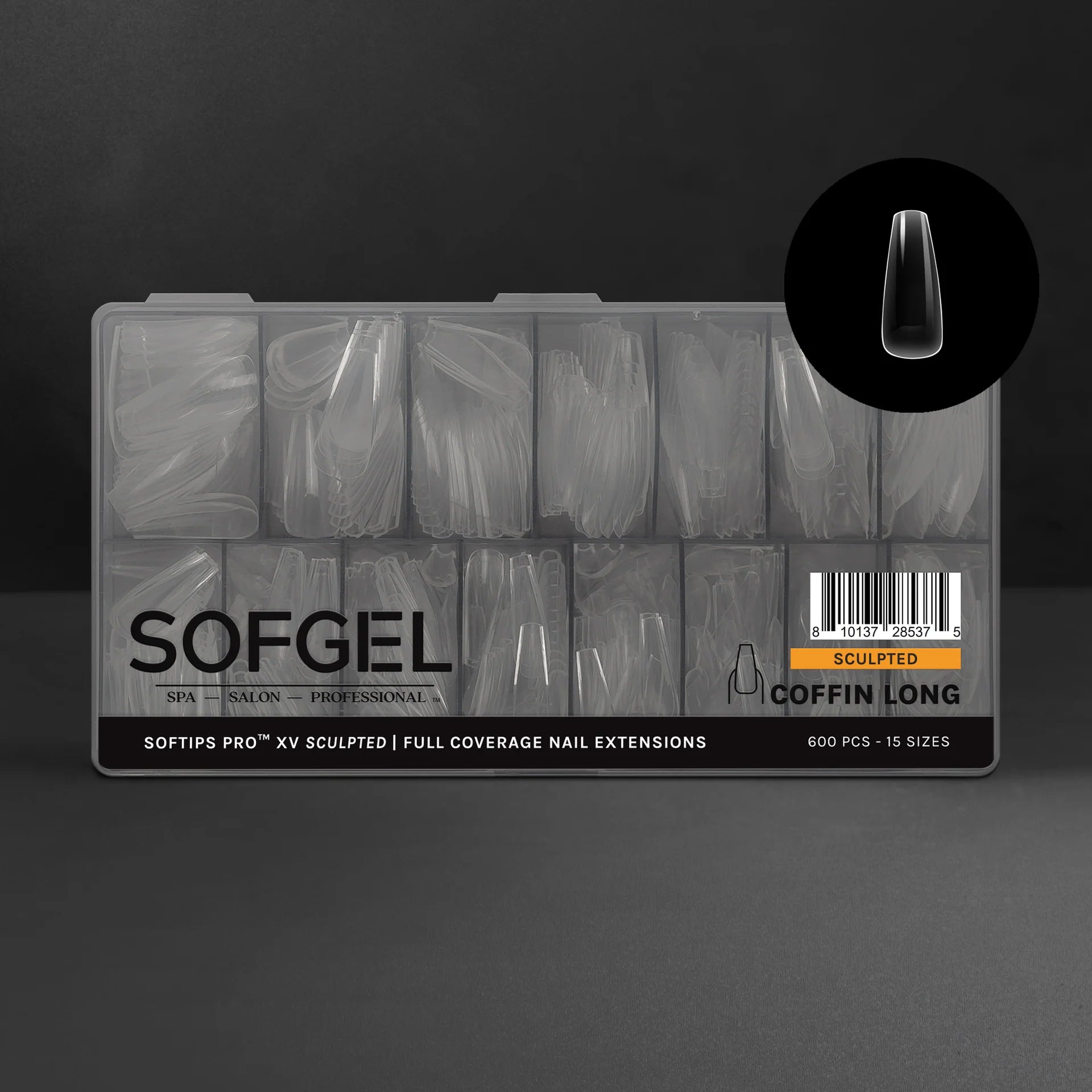 SOFGEL - SOFTIPS PRO XV Sculpted Coffin Long - 600pcs