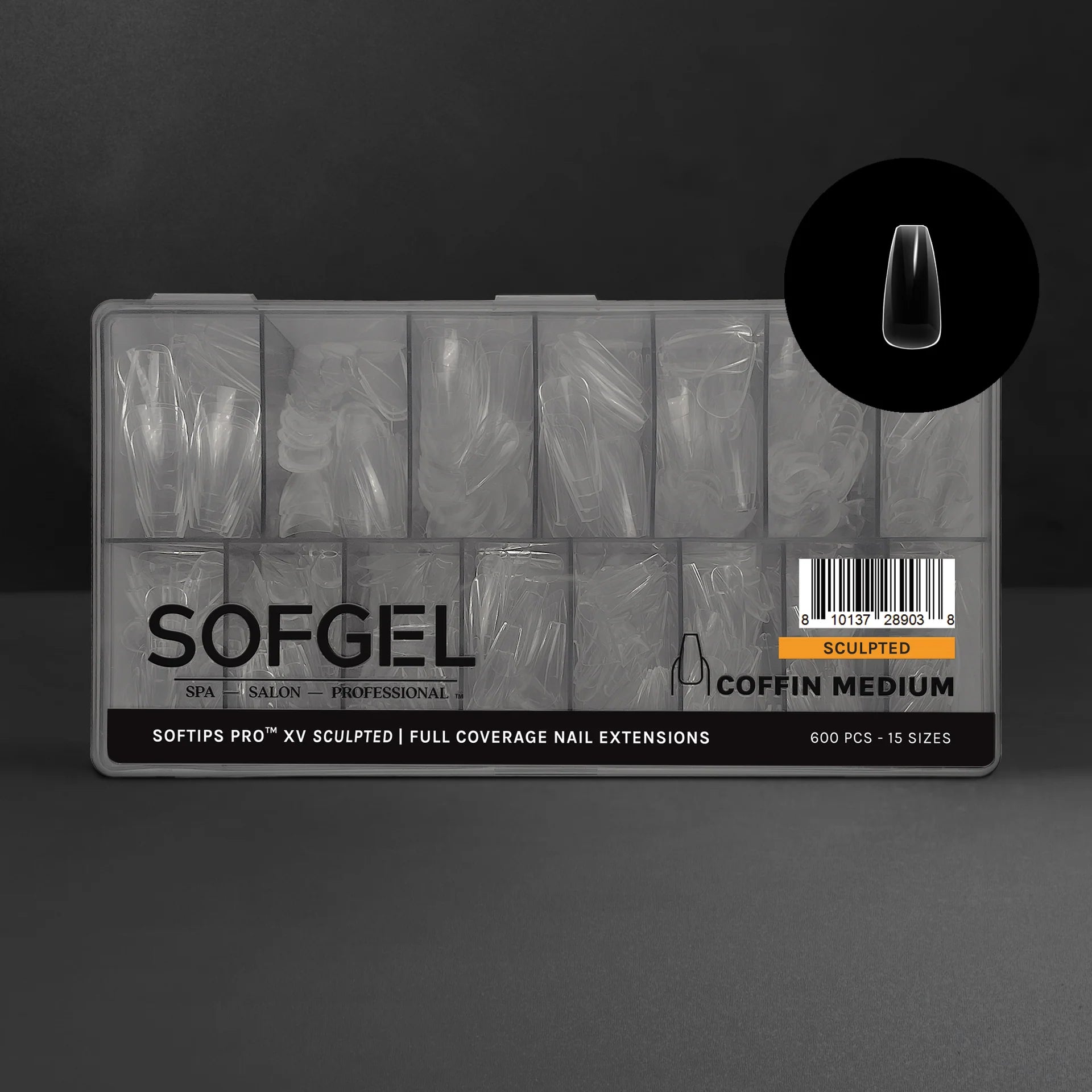 SOFGEL - SOFTIPS PRO XV Sculpted Coffin Medium - 600pcs