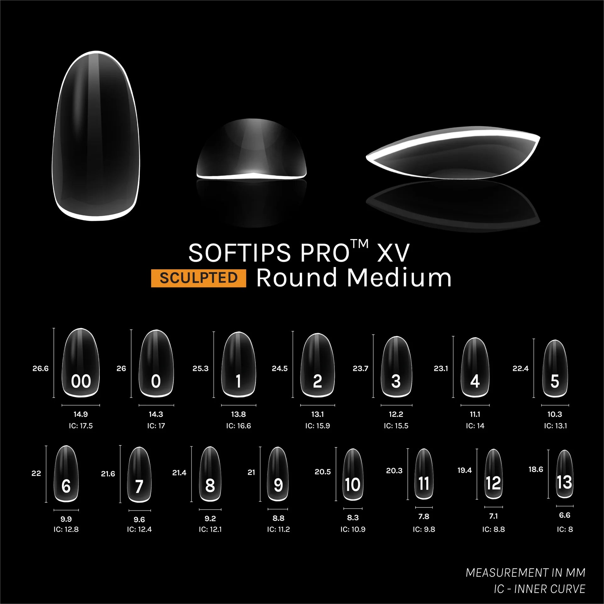 SOFGEL - SOFTIPS PRO XV Sculpted Round Medium - 600pcs