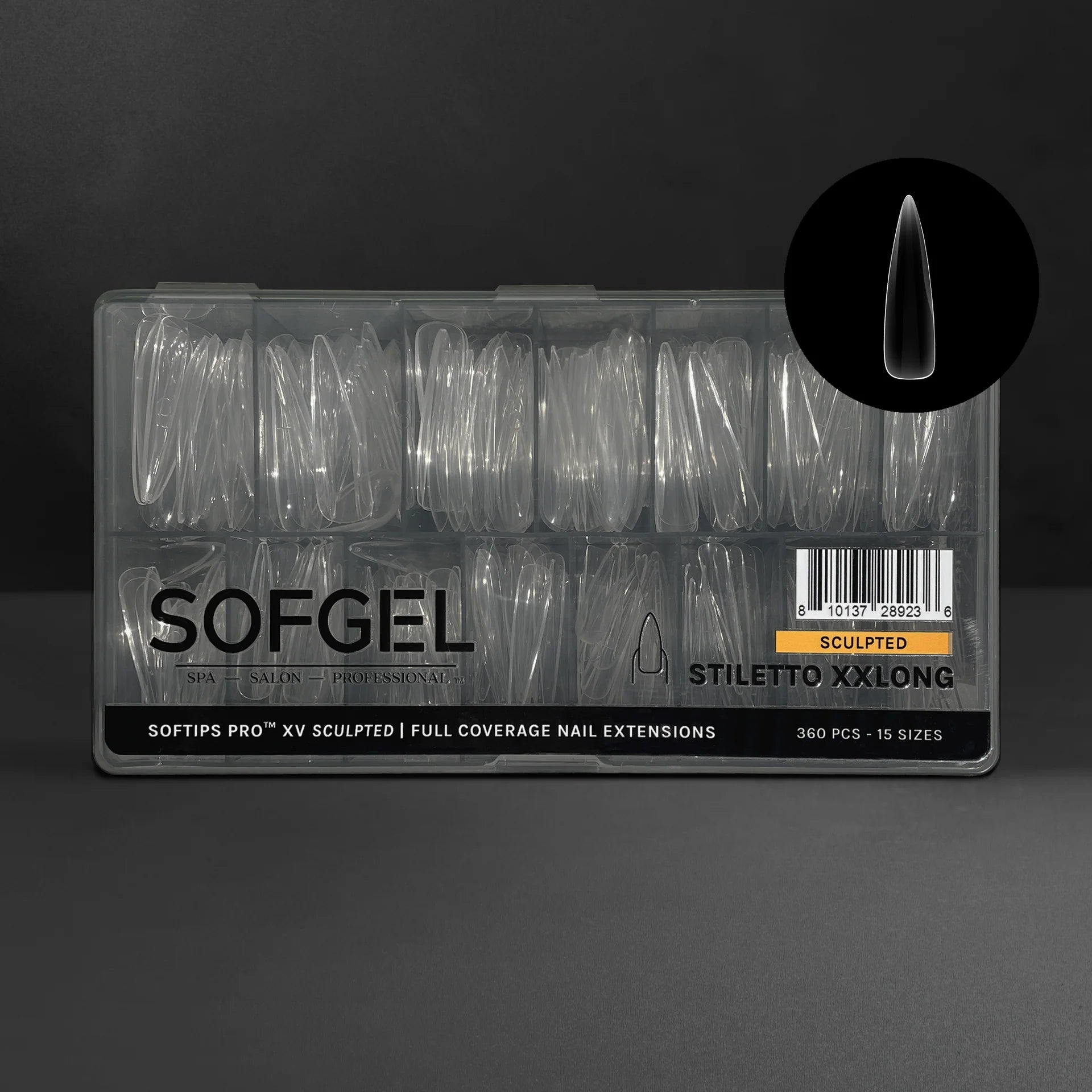 SOFGEL - SOFTIPS PRO XV Sculpted Stiletto Extra Extra Long - 360pcs