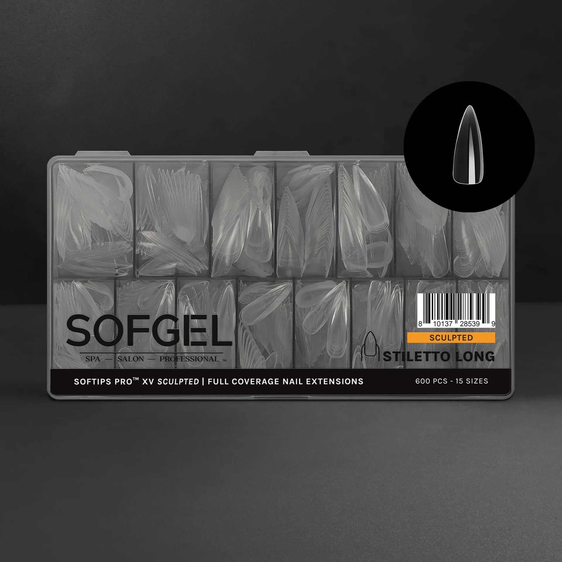SOFGEL - SOFTIPS PRO XV Sculpted Stiletto Long - 600pcs