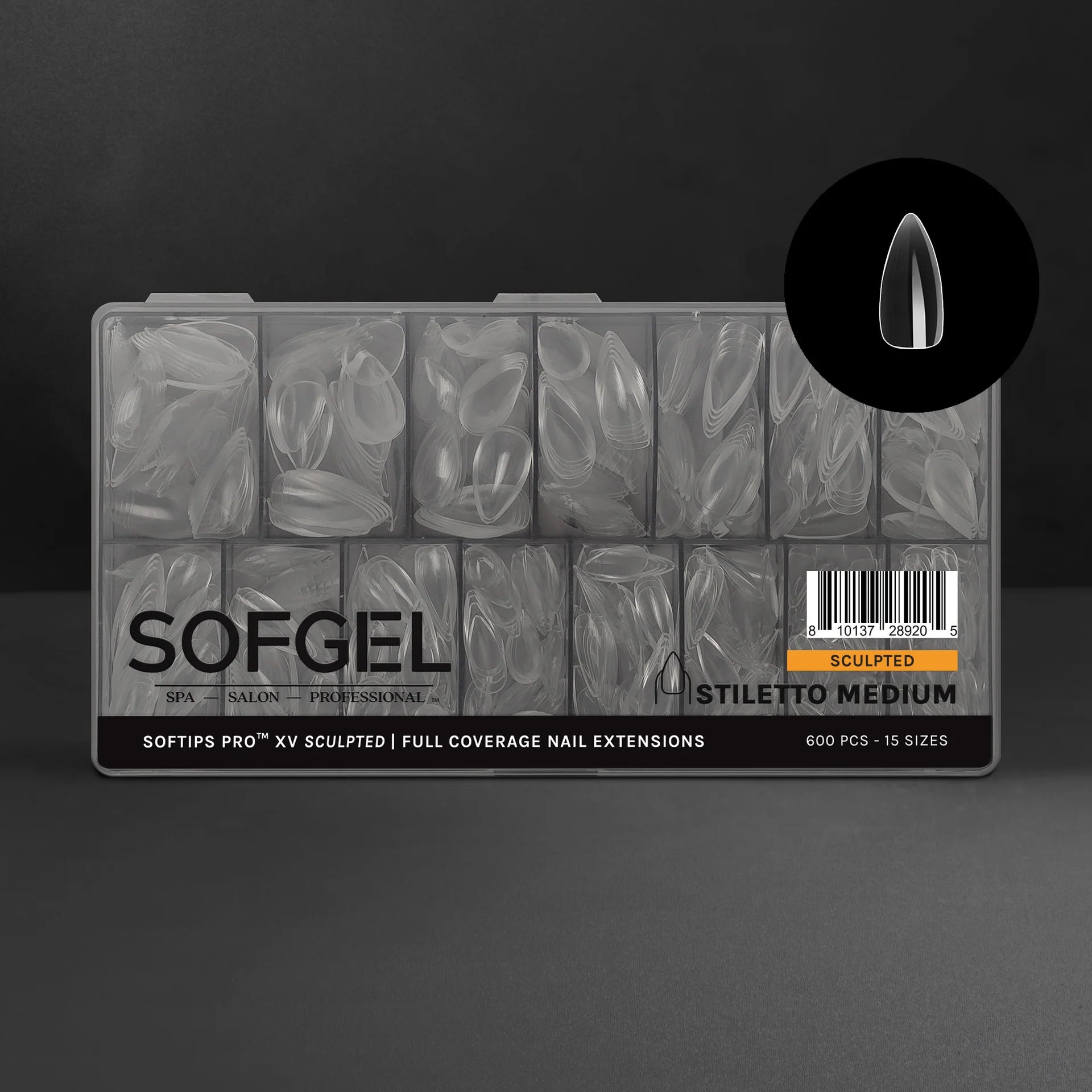 SOFGEL - SOFTIPS PRO XV Sculpted Stiletto Medium - 600pcs
