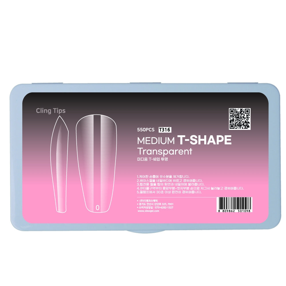 Viewgel - T316 Cling Tip T-Shape Medium Transparent 550Tips