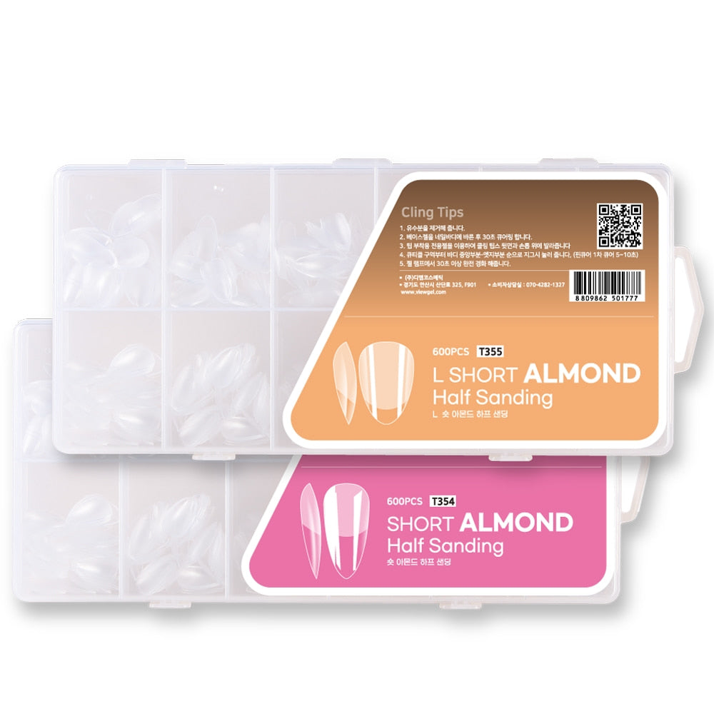 Viewgel - Cling Tip Almond 600 Tips (2 types)