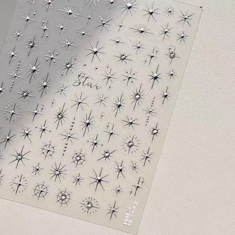 3894(S) - Self-Adhesive Shining Star Nail Stickers (Silver)