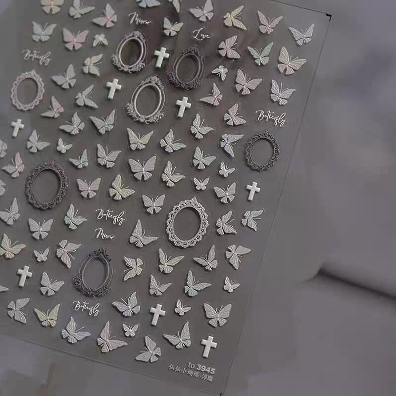 3945 - Self-Adhesive Butterfly & Gothic Frame Nail Stickers