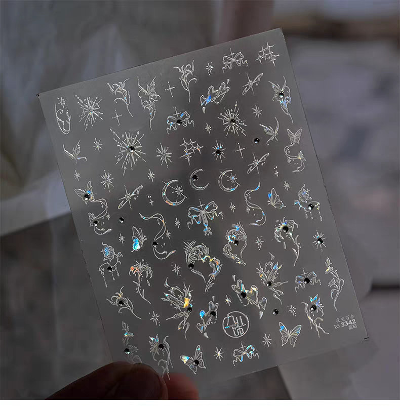 3342 - Self-Adhesive Celestial Nature Holographic Nail Stickers