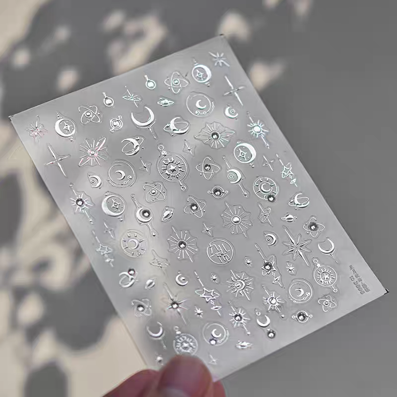 3696(S) - Self-Adhesive Celestial Moon Nail Stickers (Silver)
