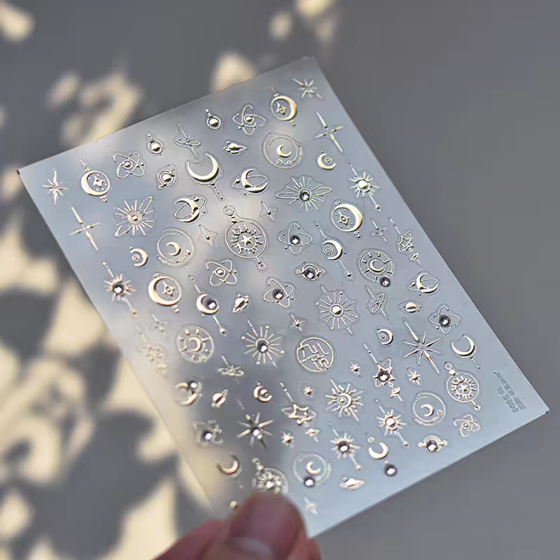 3696(G) - Self-Adhesive Celestial Moon Nail Stickers (Gold)