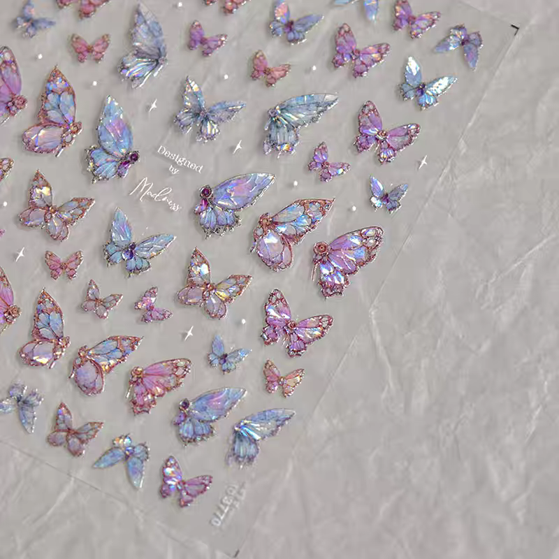 3770 - Self-Adhesive Glass Stain Butterfly Nail Stickers