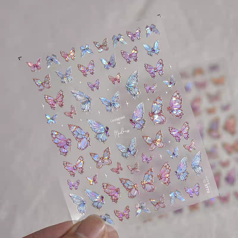 3770 - Self-Adhesive Glass Stain Butterfly Nail Stickers