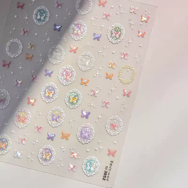 3852 - Self-Adhesive Elegant Butterfly Frame Nail Stickers