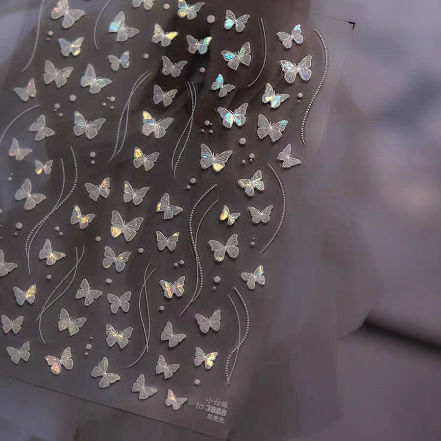 3888 - Self-Adhesive Holographic Butterfly Nail Stickers
