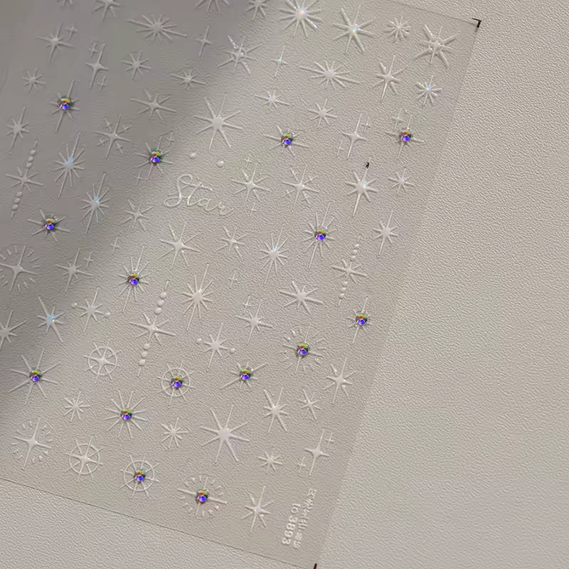 3893 - Self-Adhesive Shining Star Nail Stickers (White)