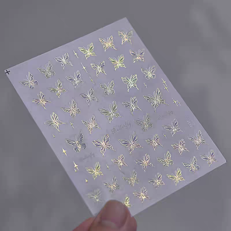 4124 - Self-Adhesive Stained Glass Butterfly Nail Stickers