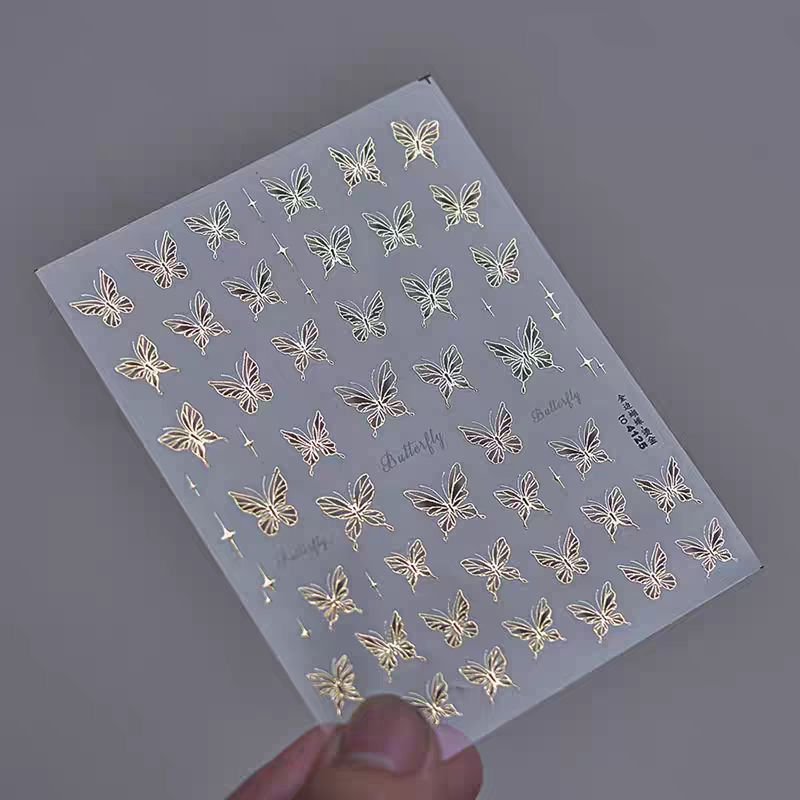 4125 - Self-Adhesive Stained Glass Butterfly Nail Stickers