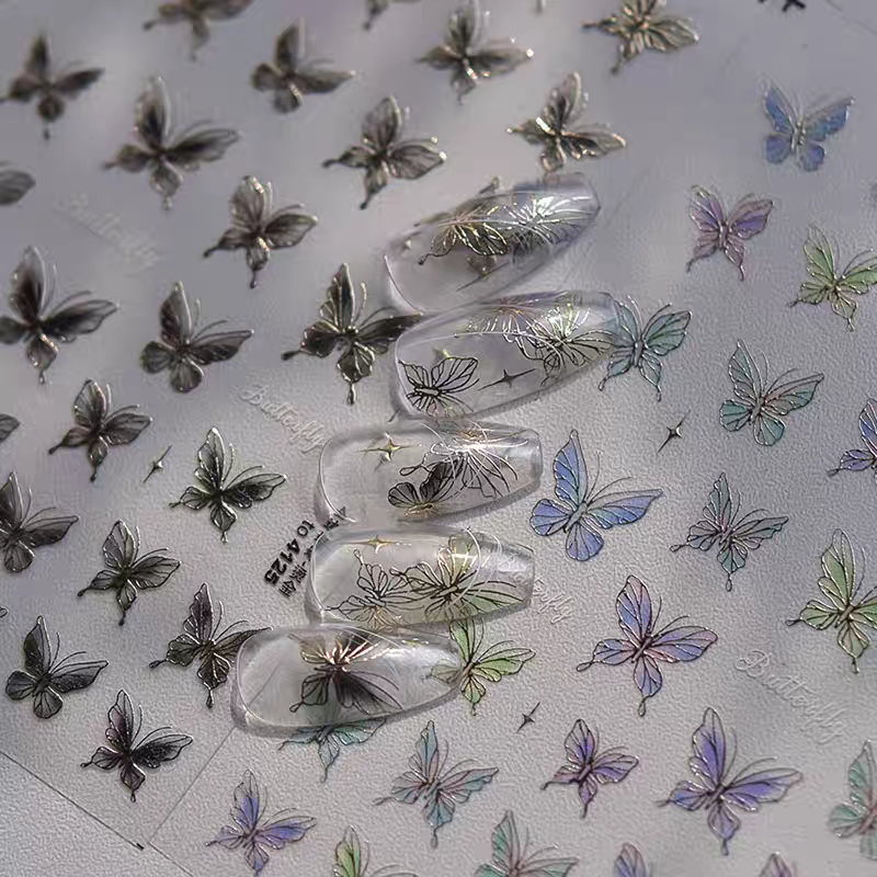 4125 - Self-Adhesive Stained Glass Butterfly Nail Stickers