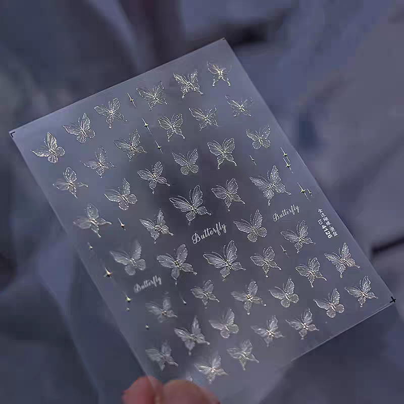 4126 - Self-Adhesive Stained Glass Butterfly Nail Stickers