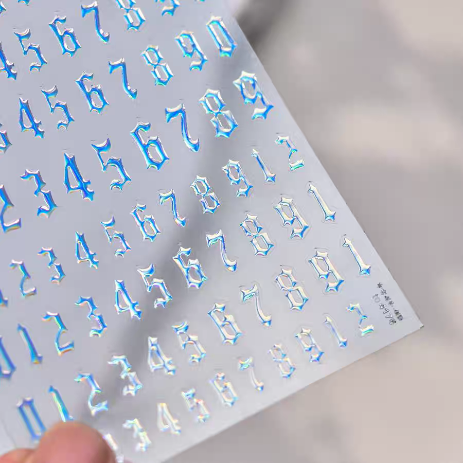 4176(H) - Self-Adhesive Gothic Numbers Nail Stickers (Holographic)