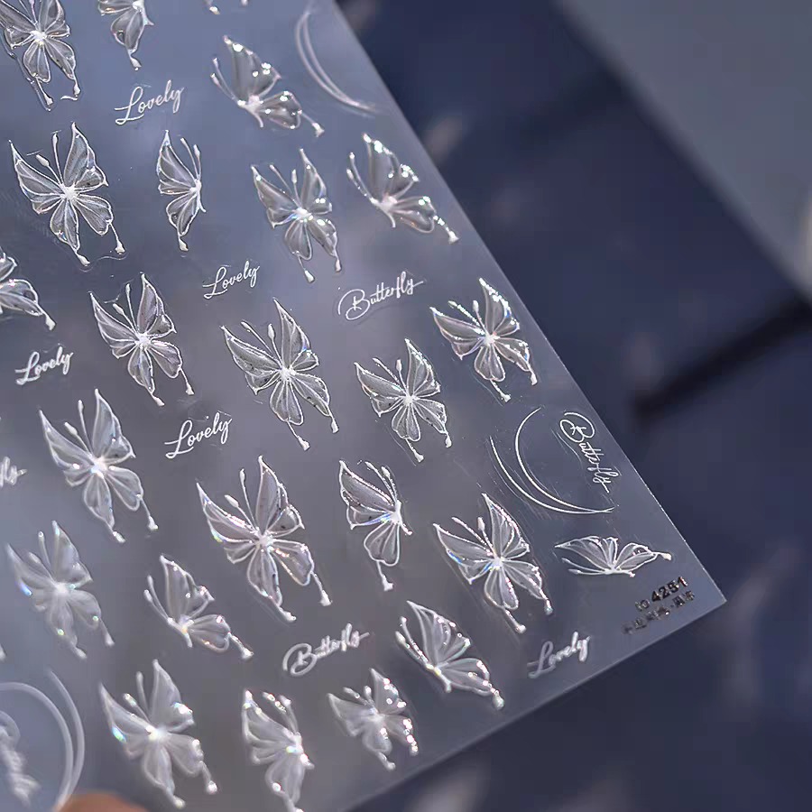 4251 - Self-Adhesive Butterfly Line Art Nail Stickers