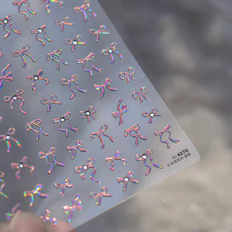4270(P) - Self-Adhesive Ribbon Nail Stickers (Pink)