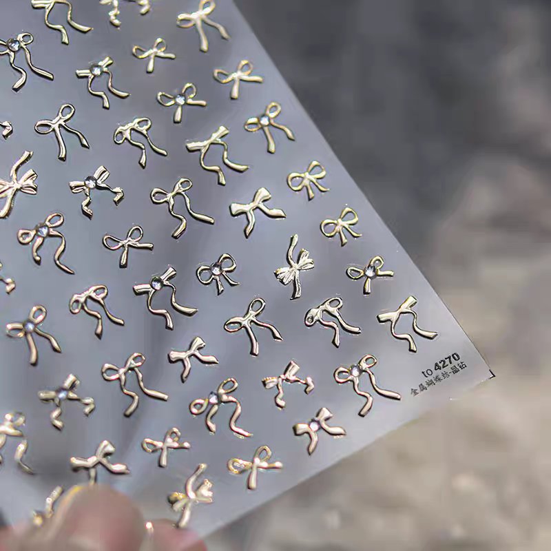 4270(G) - Self-Adhesive Ribbon Nail Stickers (Gold)