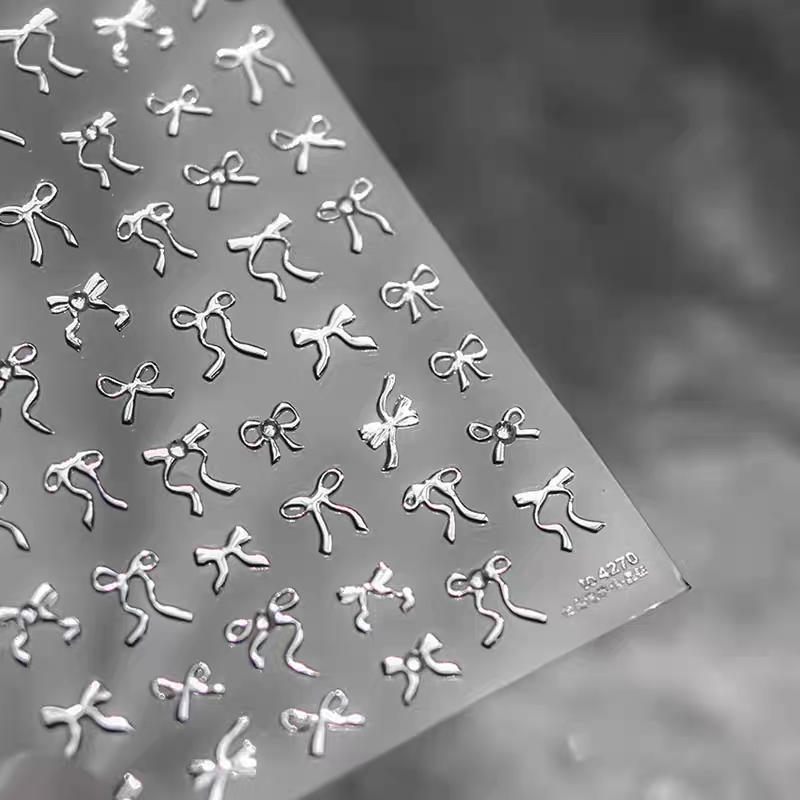 4270(S) - Self-Adhesive Ribbon Nail Stickers (Silver)
