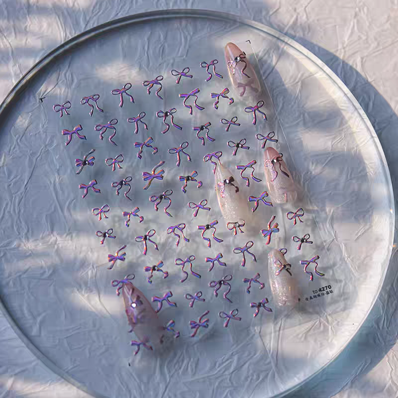 4270(P) - Self-Adhesive Ribbon Nail Stickers (Pink)