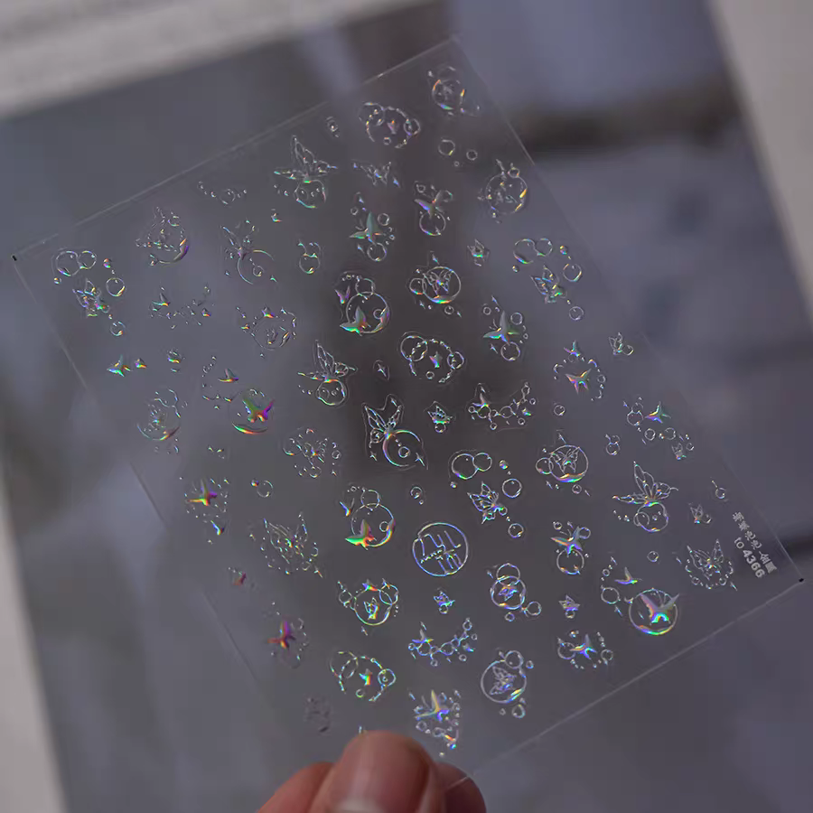 4366(H) - Self-Adhesive Bubbly Butterfly Nail Stickers (Holographic)