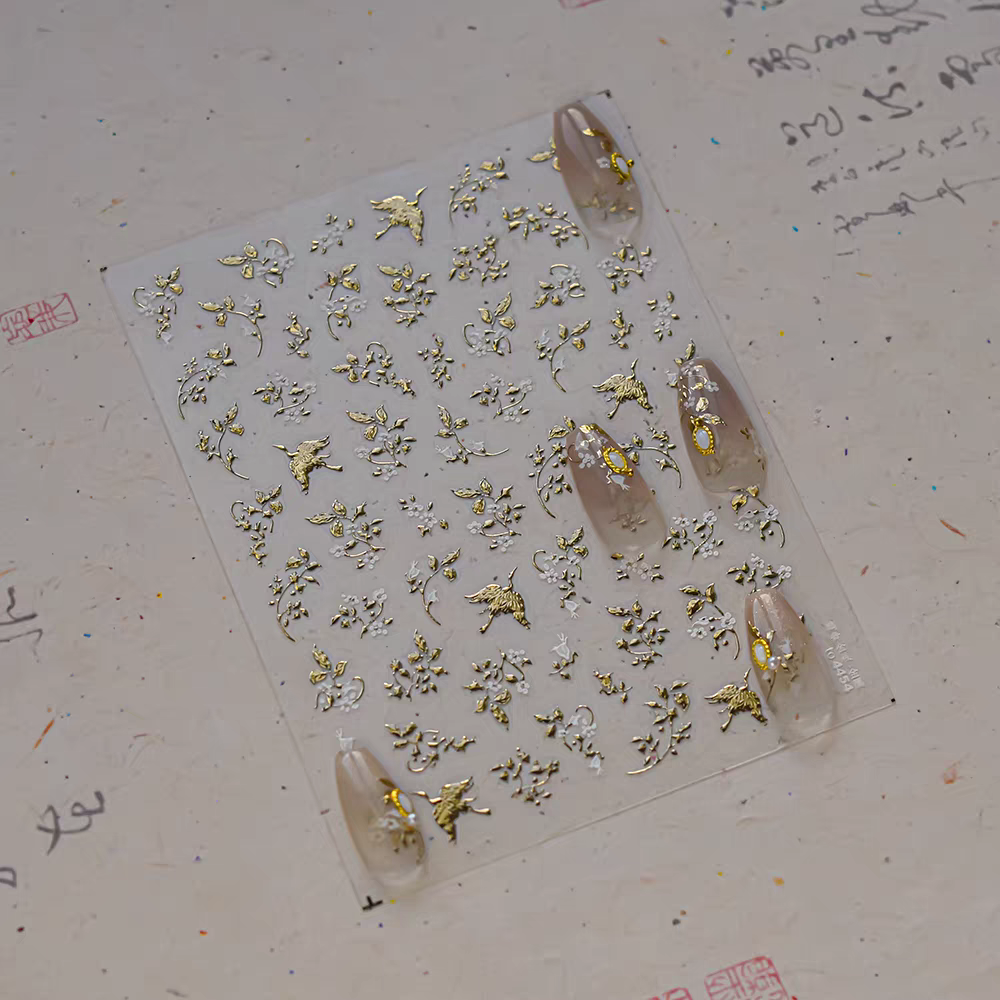 4454 - Self-Adhesive Bird Flower Nail Stickers