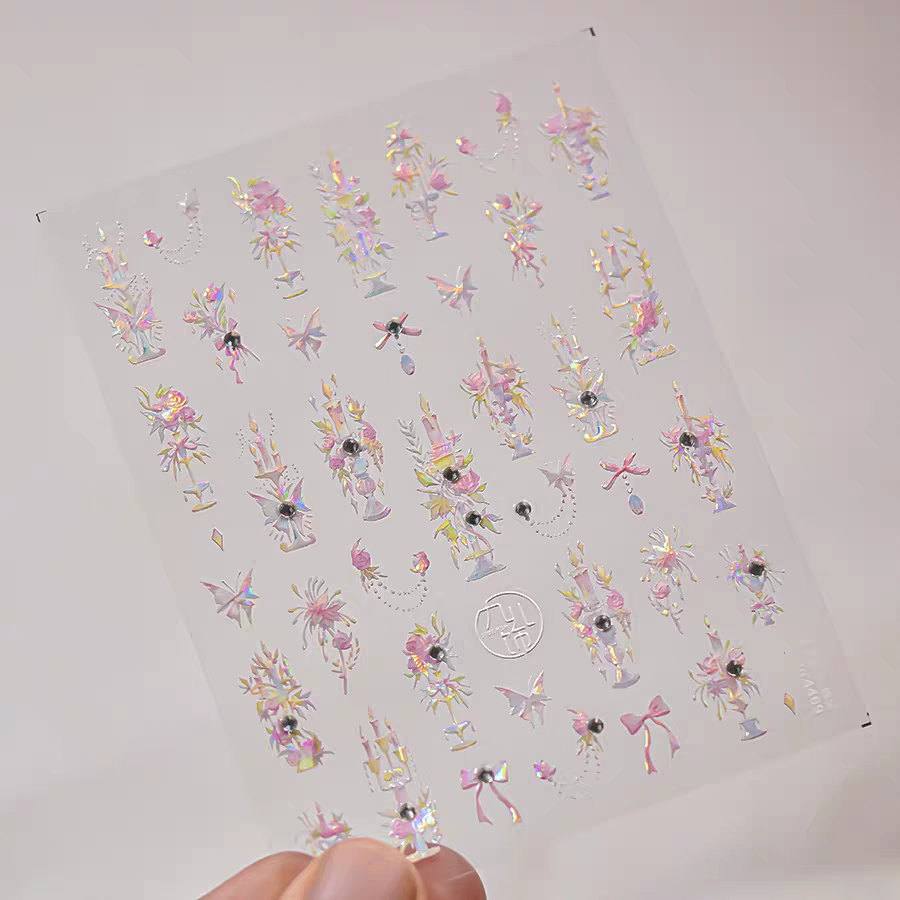 4469 - Self-Adhesive Floral Candle Nail Stickers
